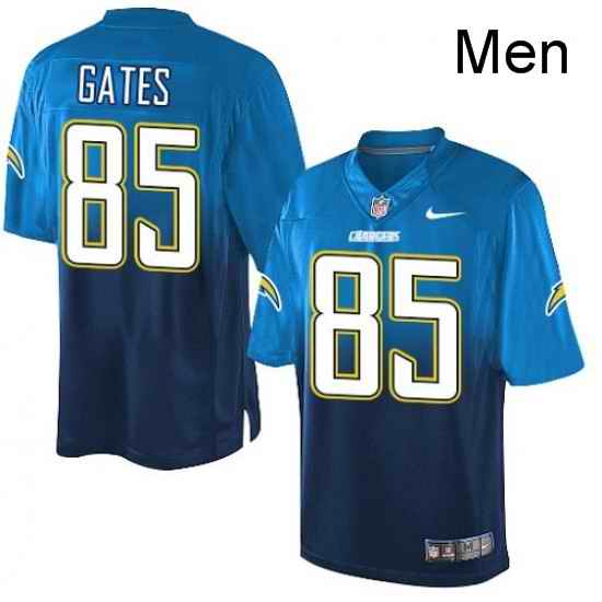 Men Nike Los Angeles Chargers 85 Antonio Gates Elite Electric BlueNavy Fadeaway NFL Jersey